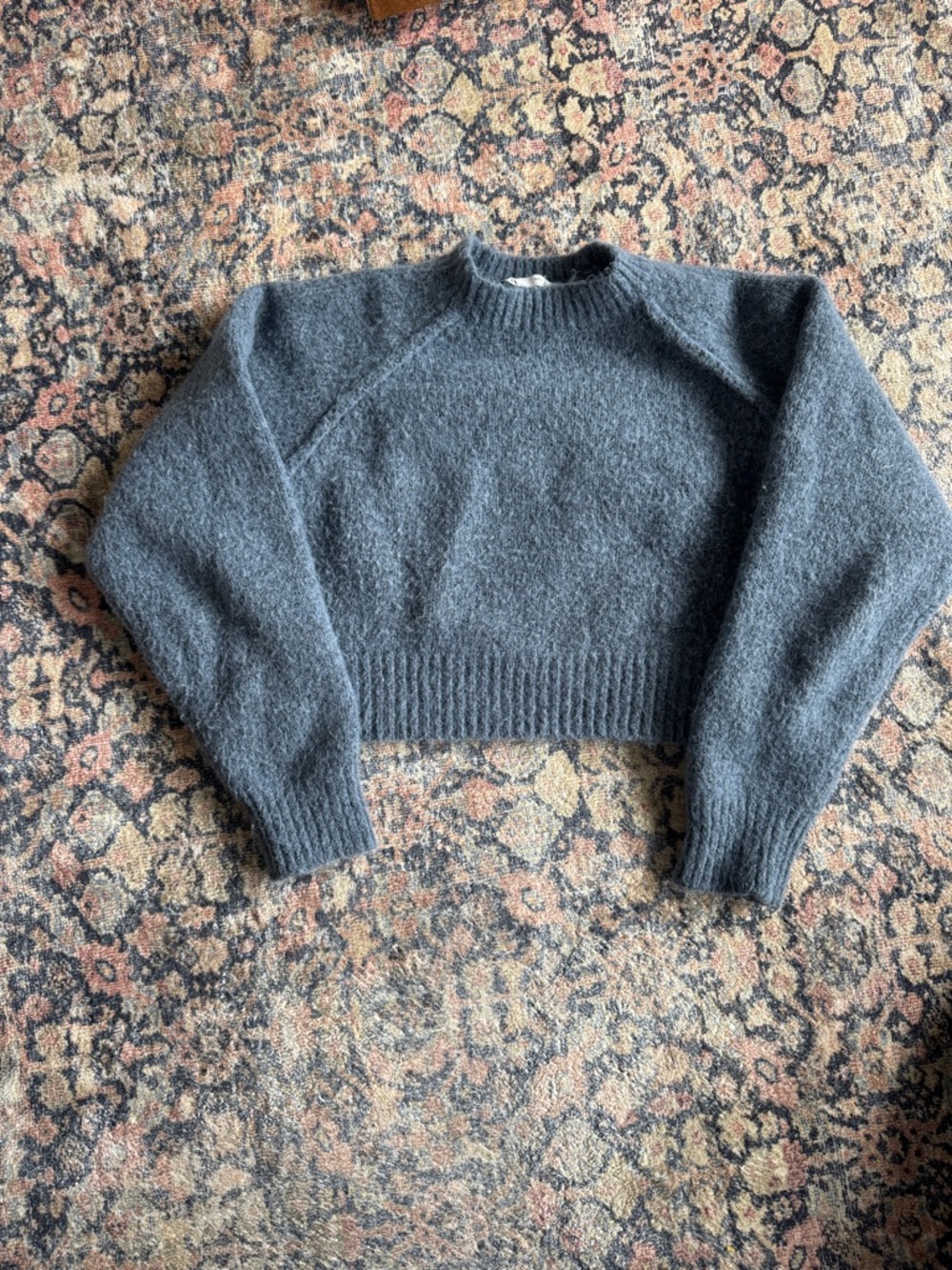 Zara Cropped Crewneck Sweater - blue